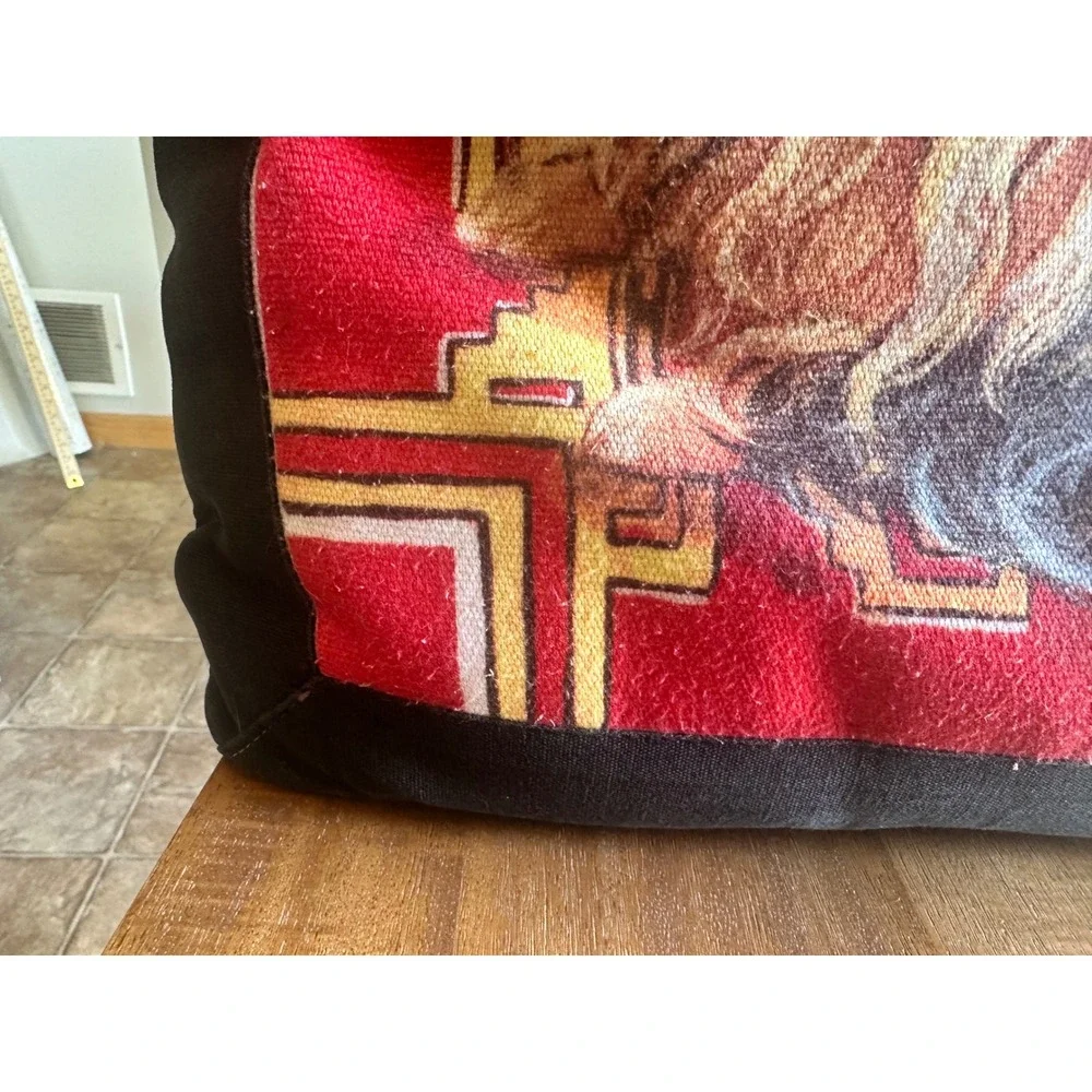 Vintage 1993 Yorkshire Terrier Yorkie Dog Portrait Decorative Throw Pillow Red